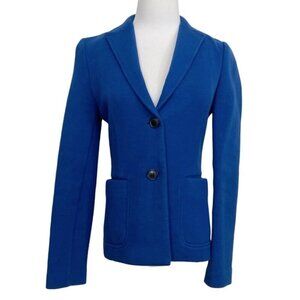 JUDITH & CHARLES NAVY EMERALD COTTON BLEND SOFT SHELL SINGLE BREASTED BLAZER - 2